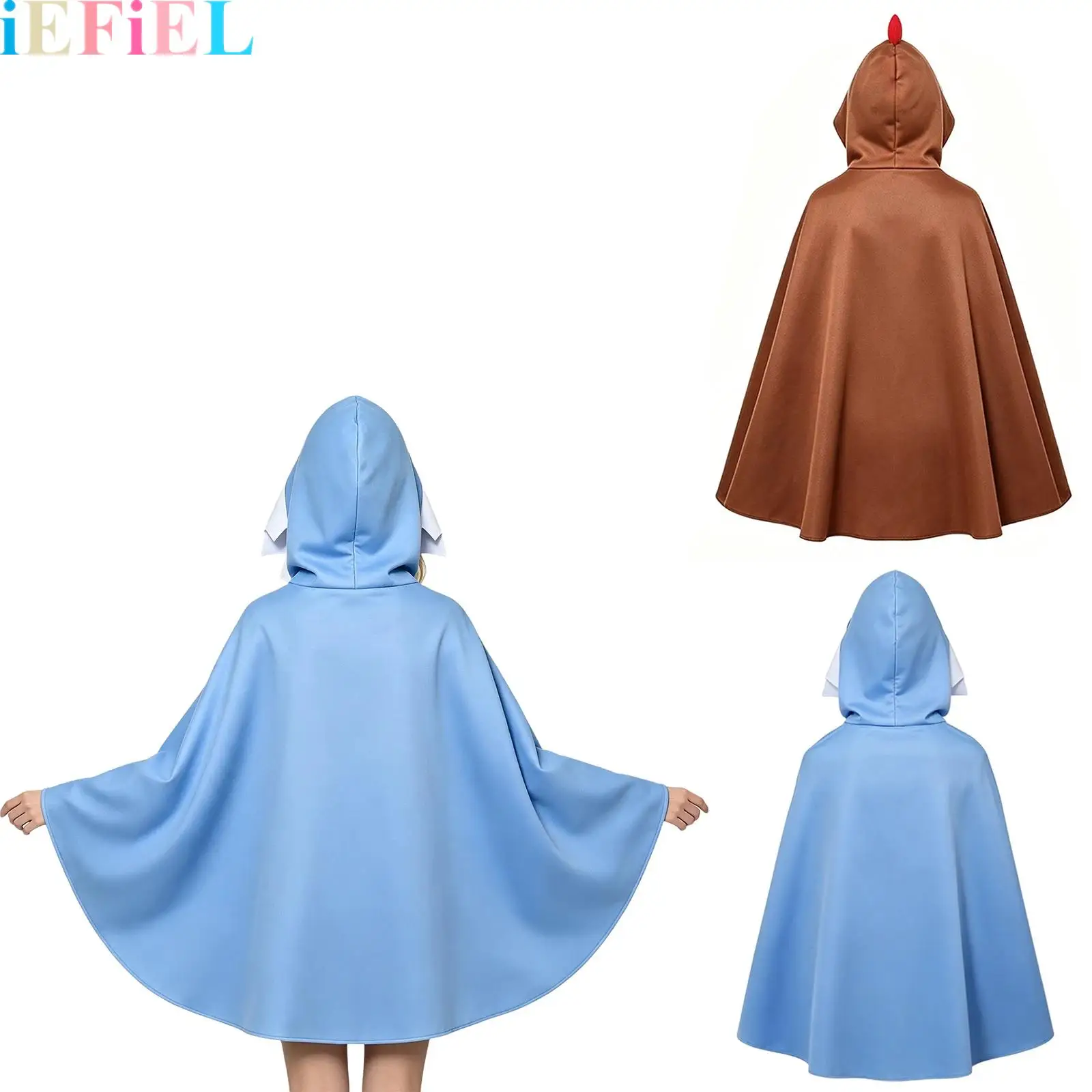 Adult Women Men Animal Hooded Cloak Color-blocked Blanket Cape for Theme Party Halloween Cosplay Dress Up