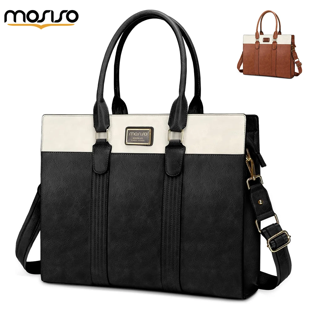 New Women's Bag Waterproof PU Leather Laptop Tote Bag Large Capacity Office Computer Shoulder Briefcase Casual Travel Handbag