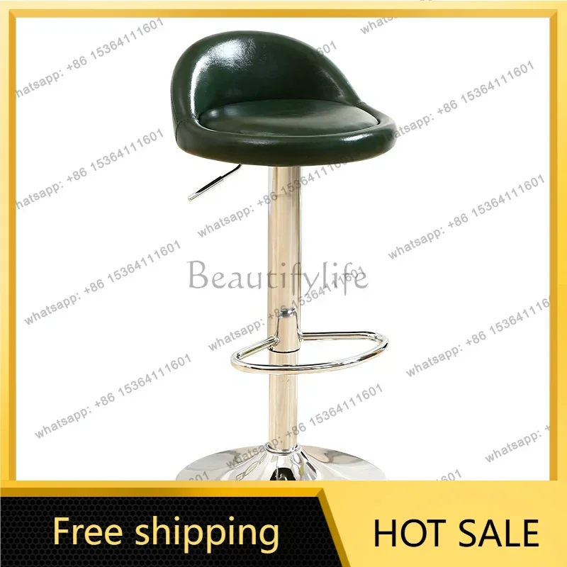 LJY Modern Nordic Minimalist Adjustable Height Bar Stool with Backrest High Stool Home Kitchen Island Bar Counter Reception Offi