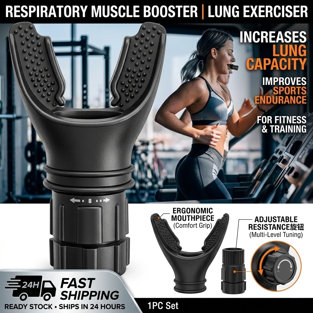 1Pc Adjustable Breathing Trainer Lung Exerciser Respiratory Muscle Flexer Increases Lung Capacity Fitness Equipment For Sports