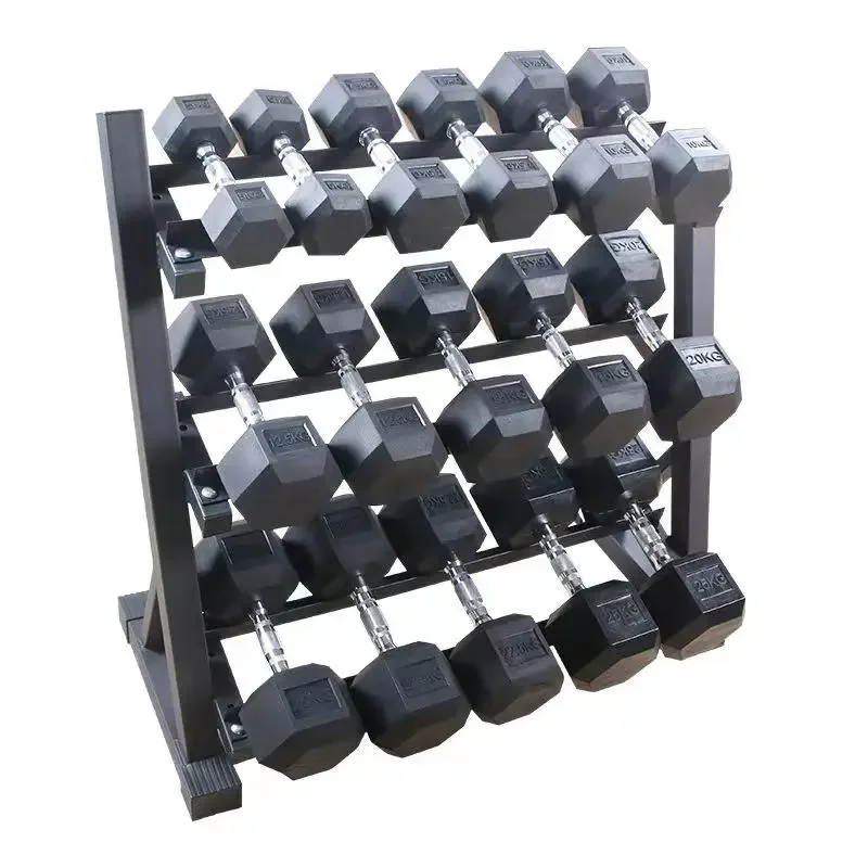 New Product Fitness Equipment Indoor Household Gym Strength Training Weight Racks Set 3 Tier Adjustable Storage Dumbbell Rack