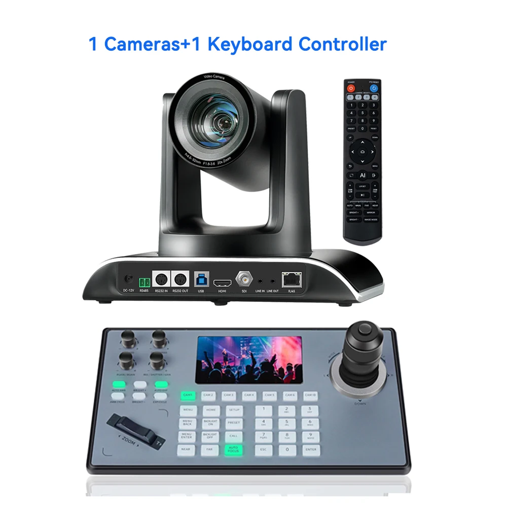 NDI PTZ Conference Camera 20X Bundle HDMI SDI PoE IP PTZ Camera Controller Joystick Keyboard Professional Record Network Camera