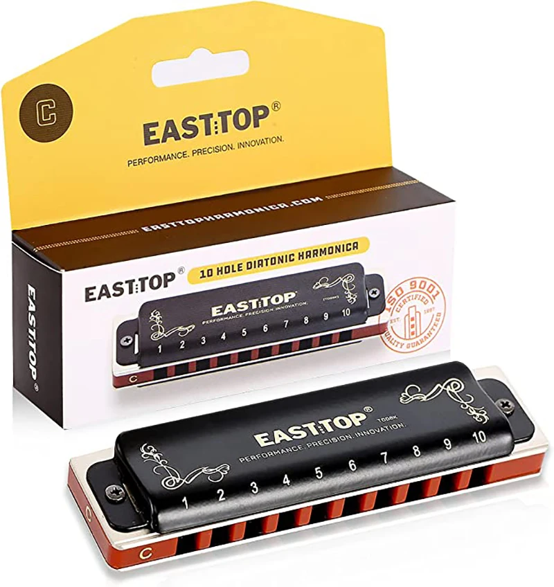Diatonic Blues Harmonica Key of C, 10 Holes 20 Tones 008K Blues Harp Mouth Organ Harmonica for Adults, Professionals,Students