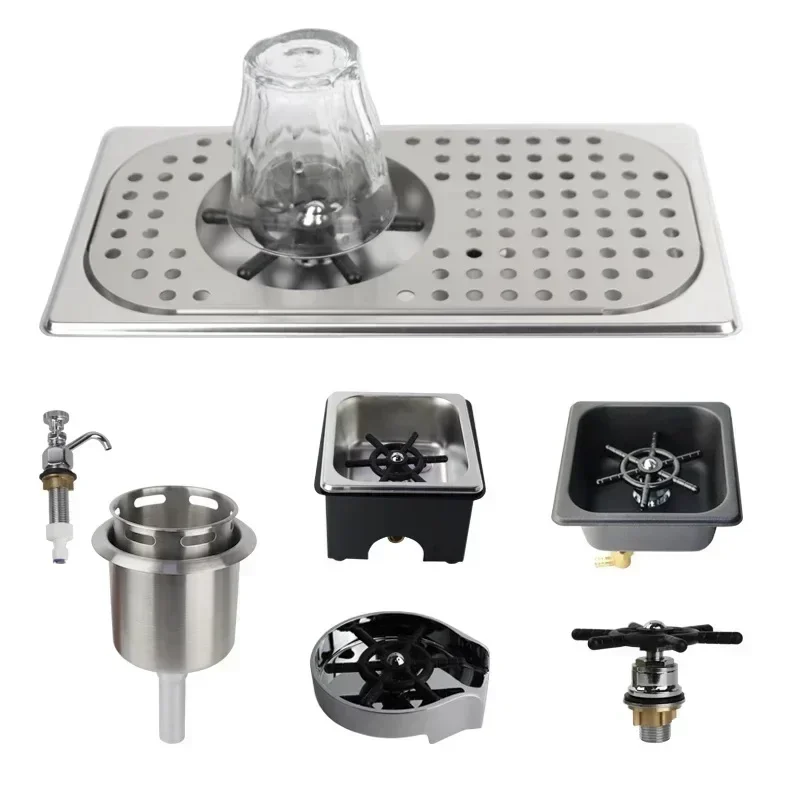 Hot SalesStainless Steel Automatic Cup Washer Glass Cleaning Rinser Bar Rinser Glass Cup Washer Kitchen Sink Accessories