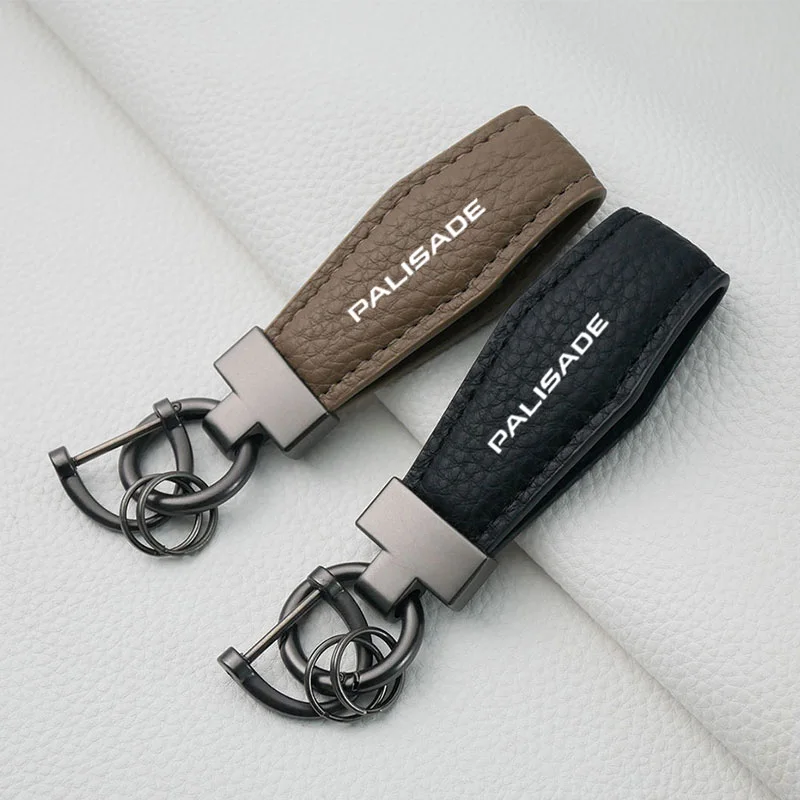 Car Keychain Premium Leather Keychain for hyundai palisade creta ix25 tucson stereo santa knoa solaris ix35 i30 Car Accessorie