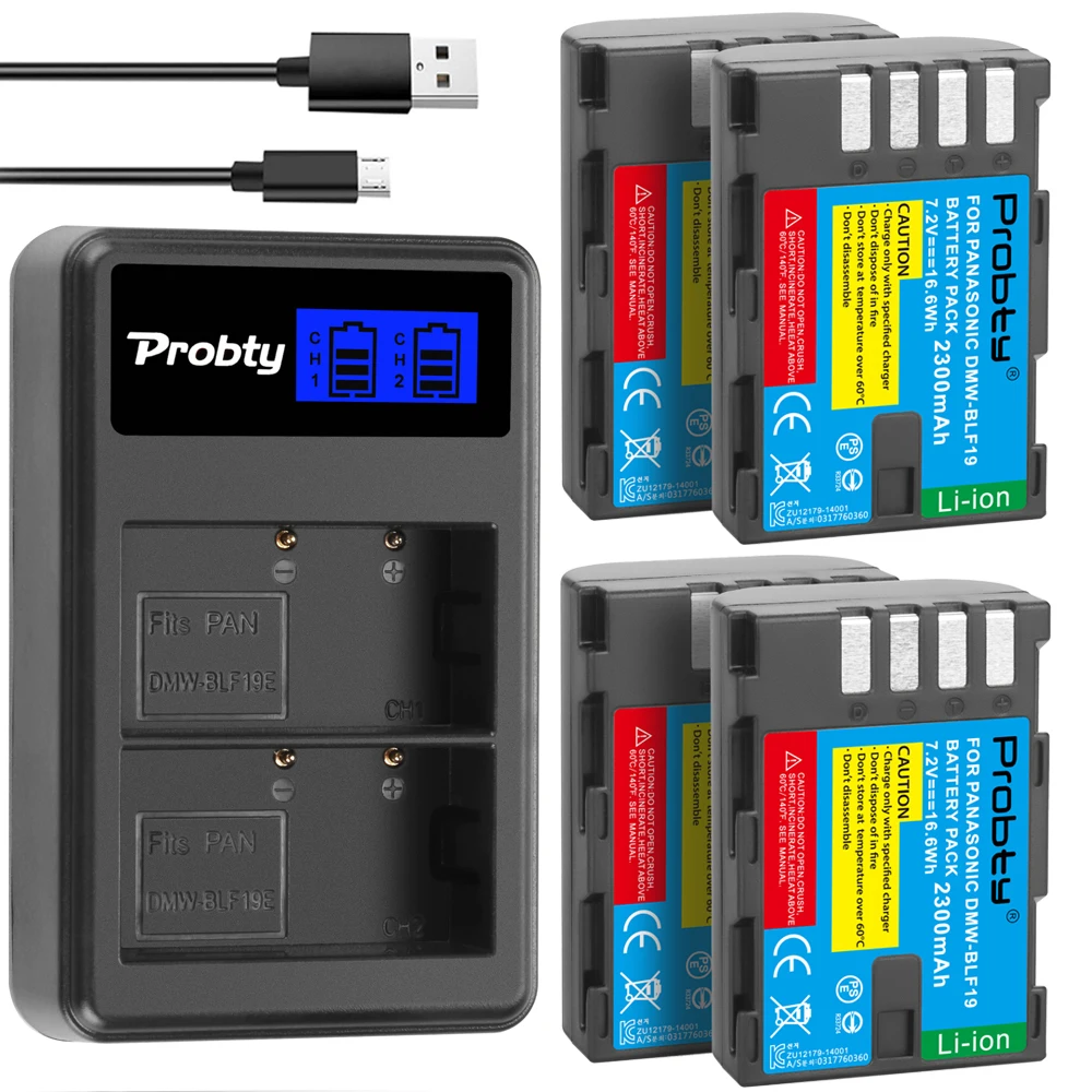 2300mAh DMW-BLF19E DMW-BLF19 Camera Battery DMW BLF19E +LCD Dual USB Charger for Panasonic Lumix GH3 GH4 GH5