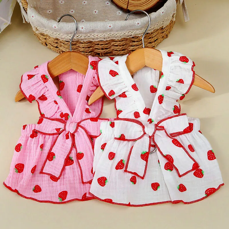 Dog Clothes Summer Flying Sleeve Female Dress For Small Medium Dogs Dachshund Chihuahua Puppy Sling Skirt Pet Dresses Clothing