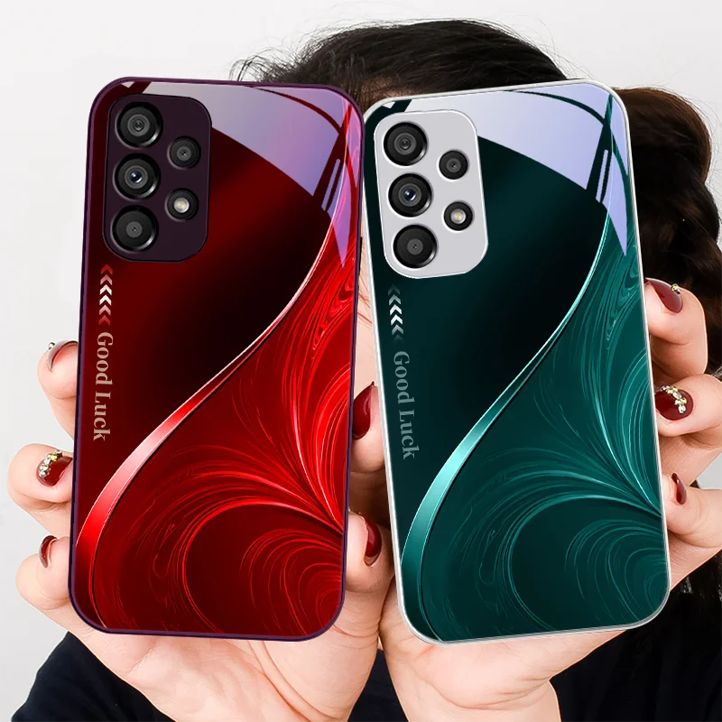 Rhythmic Texture Black For Samsung Galaxy Note 10 Plus S20 21 FE S23 Ultra S8 9 A70 72 73 50 51 52 53 Tempered Glass Phone Case