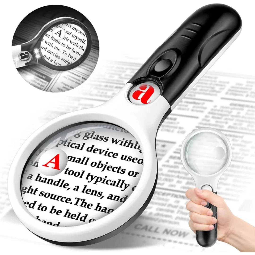 45X Professional Magnifying Glass Jewelry Loupe With LED Light Handheld Magnifier Lupa For Coins Stamps Kids Seniors Reading