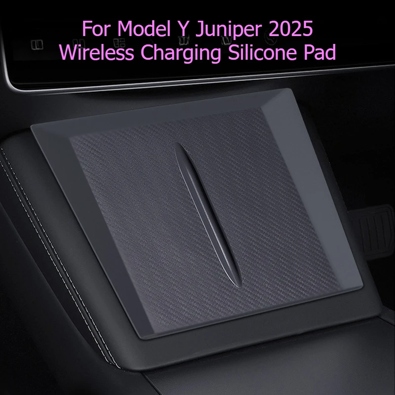 Silicone Center Console Wireless Charging Anti‑Slip Mat Phone Protector Pad Car Accessories For Tesla Model Y Juniper 2025+