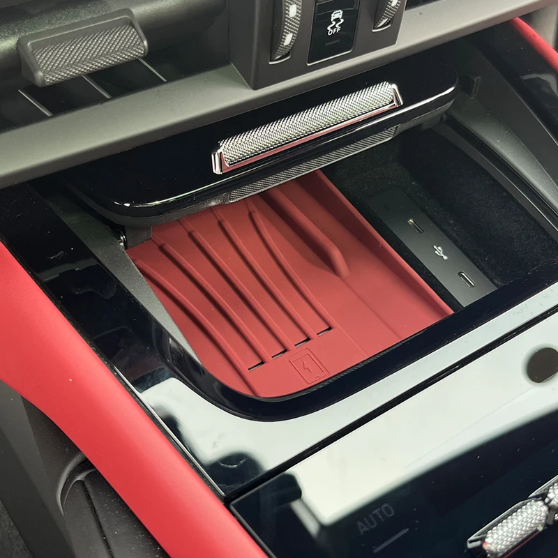 For Porsche Cayenne 2024 2025 2026 Silicone Car Wireless Charging Pads Center Console Organizer Cup Holder Insert Accessories