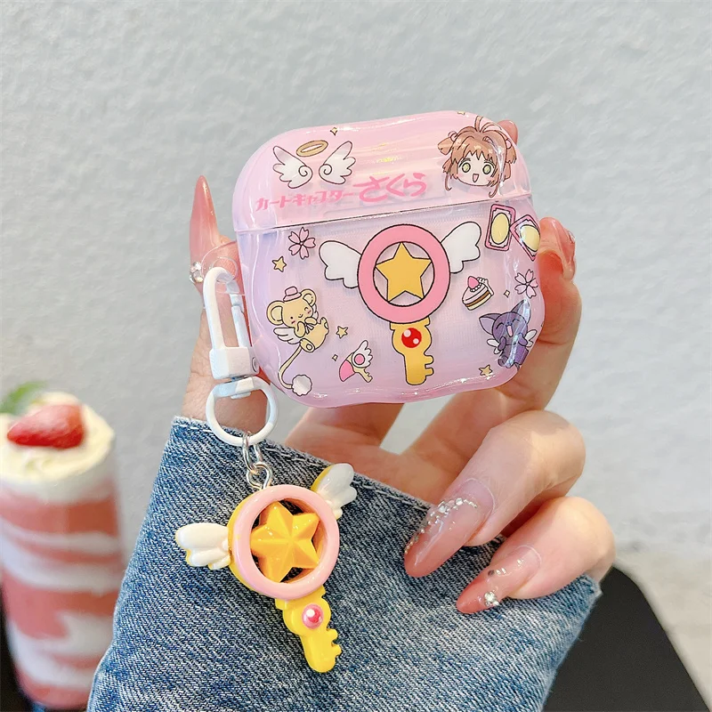 Cute Star Wings Headphone Cover for Airpods Pro 2 Cartoon Pink earphone Charging box for Airpods 4 3 2 1 Half Clear Color Funda