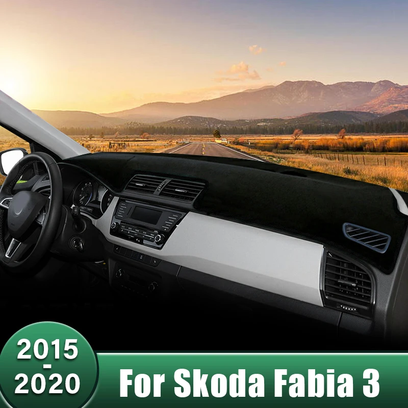 Car Dashboard Cover Anti-UV Carpets Avoid Light Pad Instrument Panel Accessories For Skoda Fabia 3 2015 2016 2017 2018 2019 2020