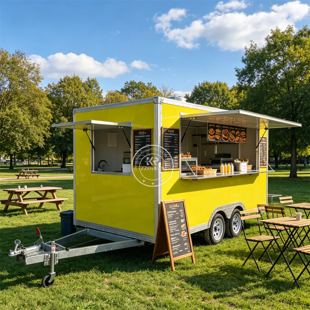 Portable Mobile Food Trailer Mobile Kitchen Trailer Street Coffee Juice Snack Fast Food Truck Fully Equipped