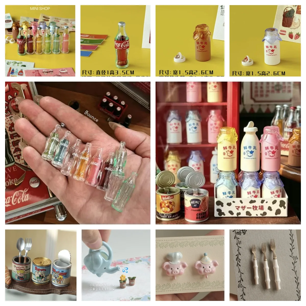 Mini Cola Milk Bottle Set 6 Color Soda Can Dollhouse Miniature Food Decor Kitchen Accessories Pretend Play Kids Gift Fast Ship
