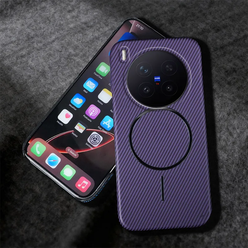 For VIVO X300 Pro Case Magnetic Wireless Charging Kevlar Texture Half-pack PC Hard Back Shockproof Bumper Cover For X300 Pro