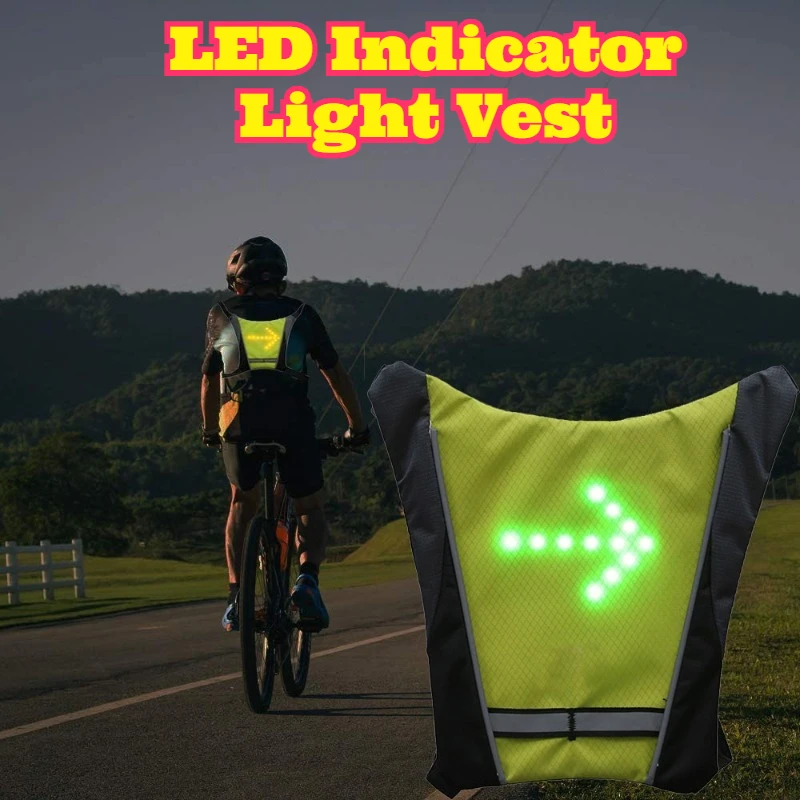 LED Indicator Light Vest Wireless Remote Control Running Backpack Vest Night Running Cycling Safety Warning Signal Light High