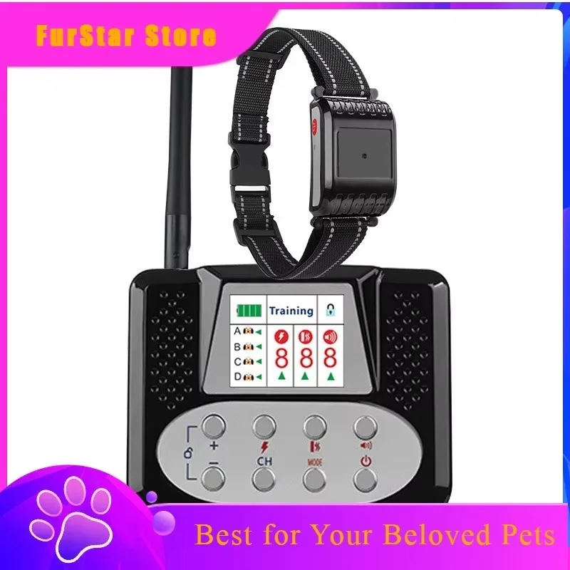 FurstarElectric Dog Training Collar Wireless Long Distance Remote Control Waterproof Bark Collar Rechargeable Adjustable Dog Col