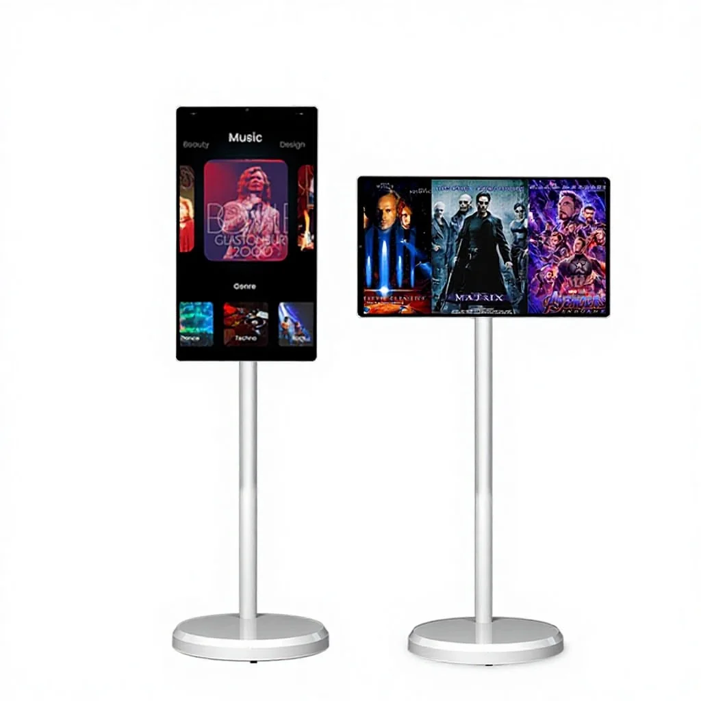 21.5 Inch White Portable LCD Gaming Monitor Full HD Touch Screen LED TV Android 13 Wireless Battery Smart TV for Home Gym