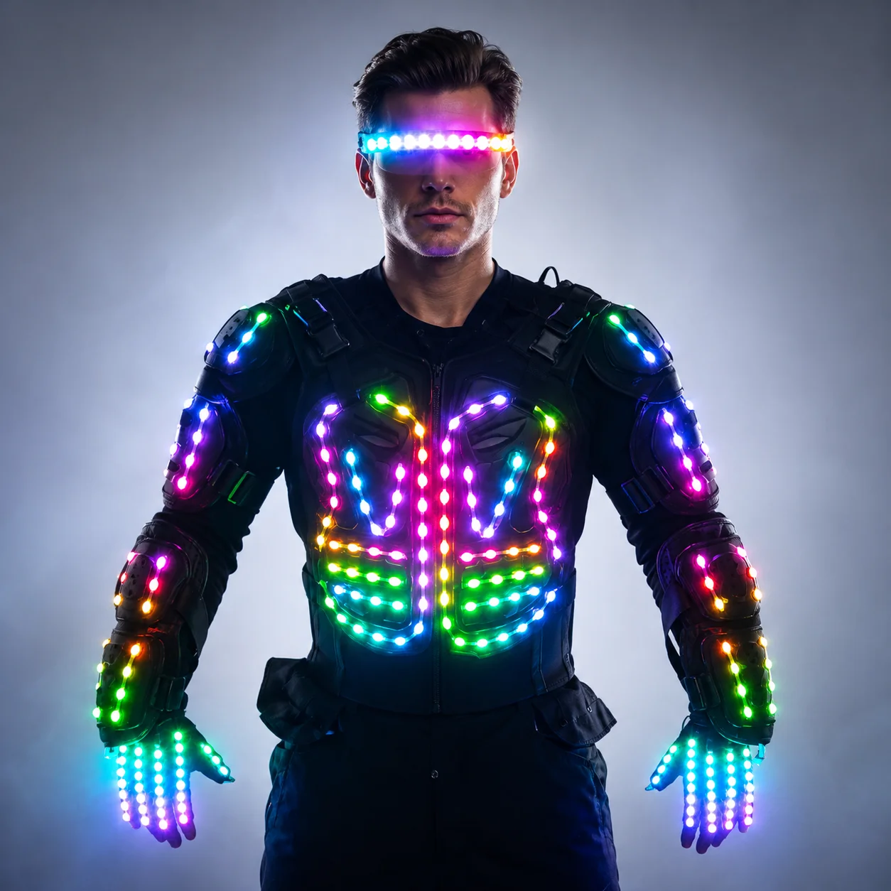 Full Color LED Luminous Armor Light Up Jacket Glowing Costumes Suit Bar Dance Team DS Singer DJ Nightclub Gogo Costume
