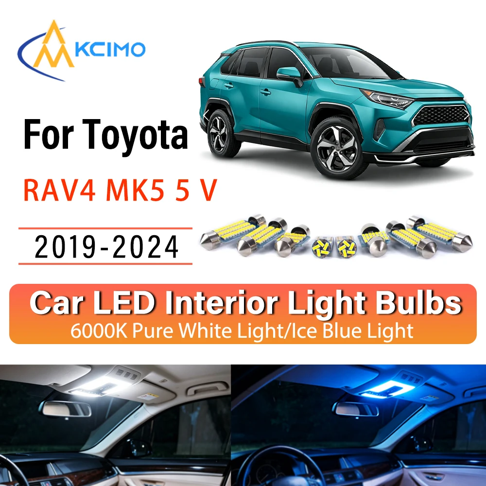 Ambient LED Interior Lights For Toyota RAV4 MK5 5 V 2019-2024 Premium, Quick Setup Cozy Blue Light, White Light Kit Super Bright