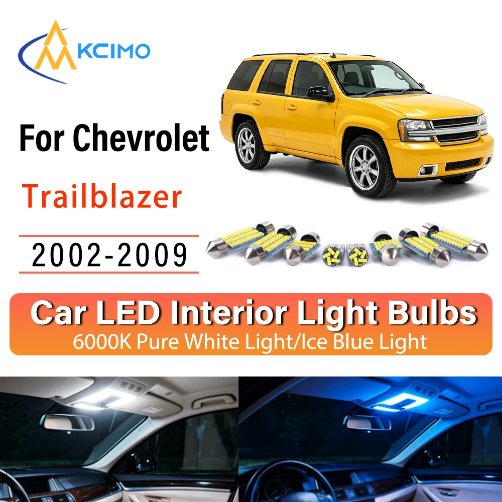 Premium Cozy LED Interior Lights For Chevrolet Trailblazer 2002-2009 Super Bright, Quick Setup Blue Light, White Light Kit
