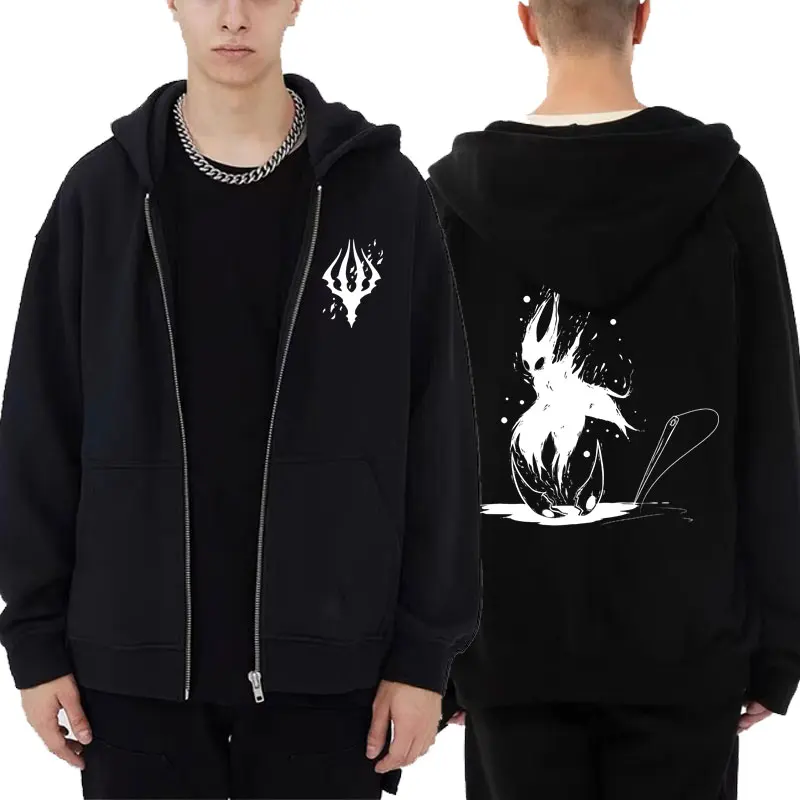 Game Hollow Void Hollow Knight Zipper Hoodie Men's Fashion Casual Zip Up Hoodies Men Anime Vintage Sweatshirt Man Hooded Jacket