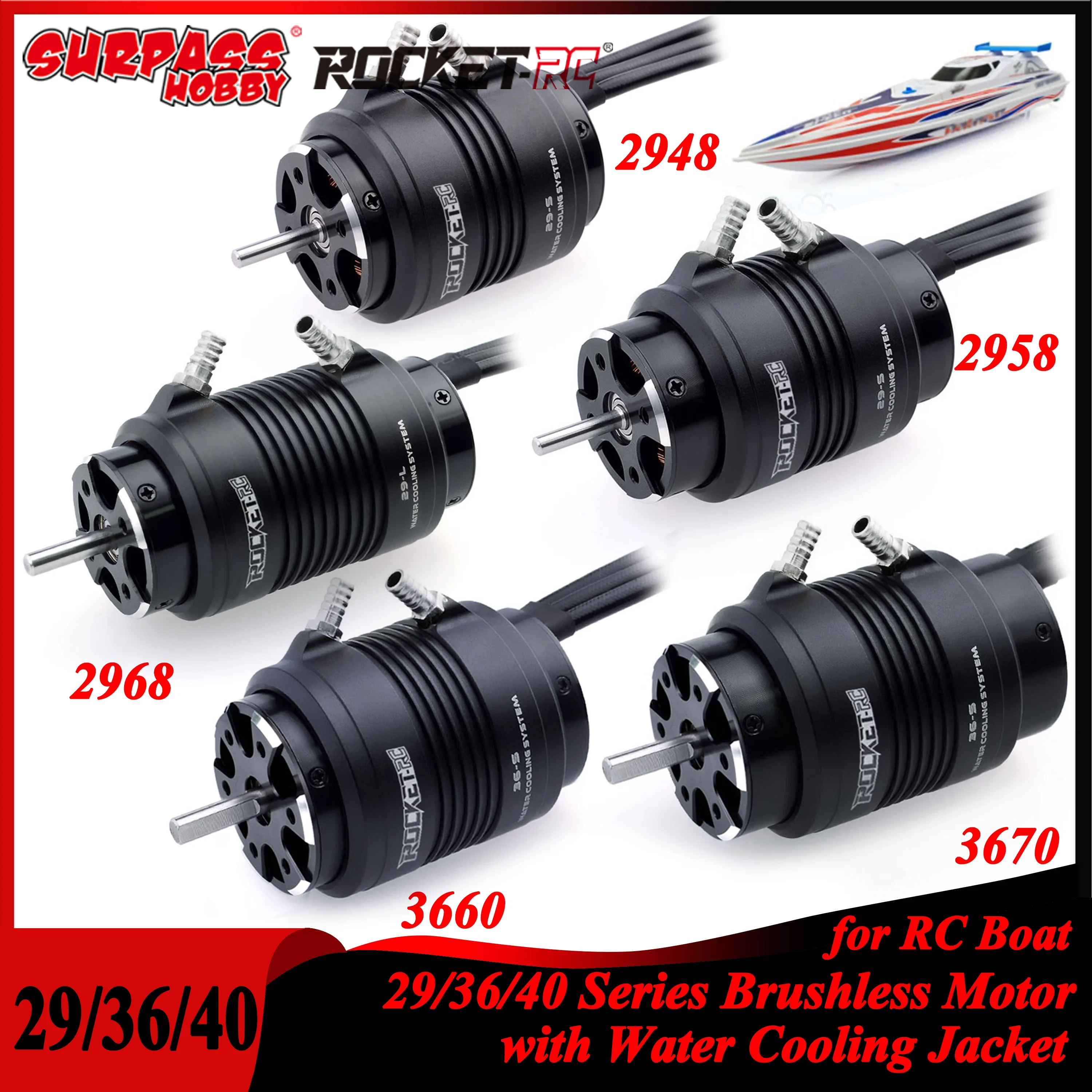 Surpass Hobby Rocket 2948 2958 2968 3660 3670 4074 4082 4092 Brushless Motor Water Cooling Jacket for RC Boat Fishing Boat Ship
