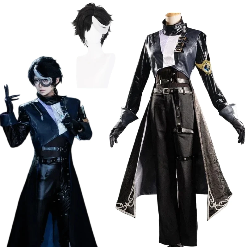 Game Identity Ⅴ Cosplay Noir Costume Black Lining Pants Leather Jacket with Accessories Full Set for Men Halloween Party