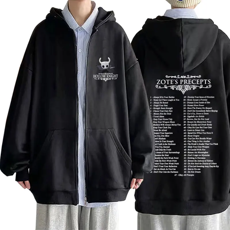 Game Hollow Knight Graphic Zipper Hoodie Men Women Fashion Oversized Zip Up Hoodies Unsiex Vintage Casual Fleece Cotton Jacket