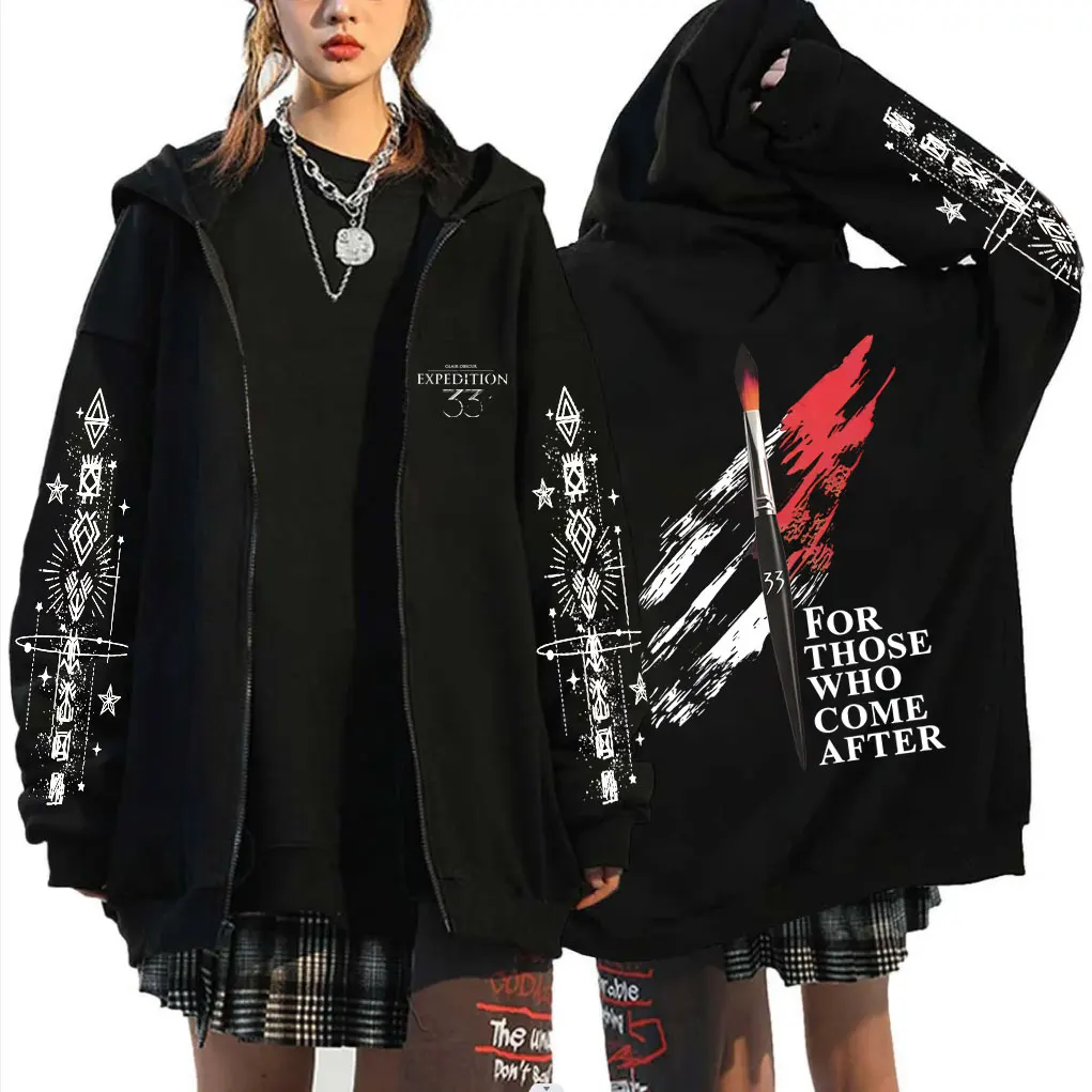 Game Clair Obscur Expedition 33 for Those Who Come After Zipper Hoodie Men Women Otaku Cosplay Harajuku Zip Up Jacket Sweatshirt