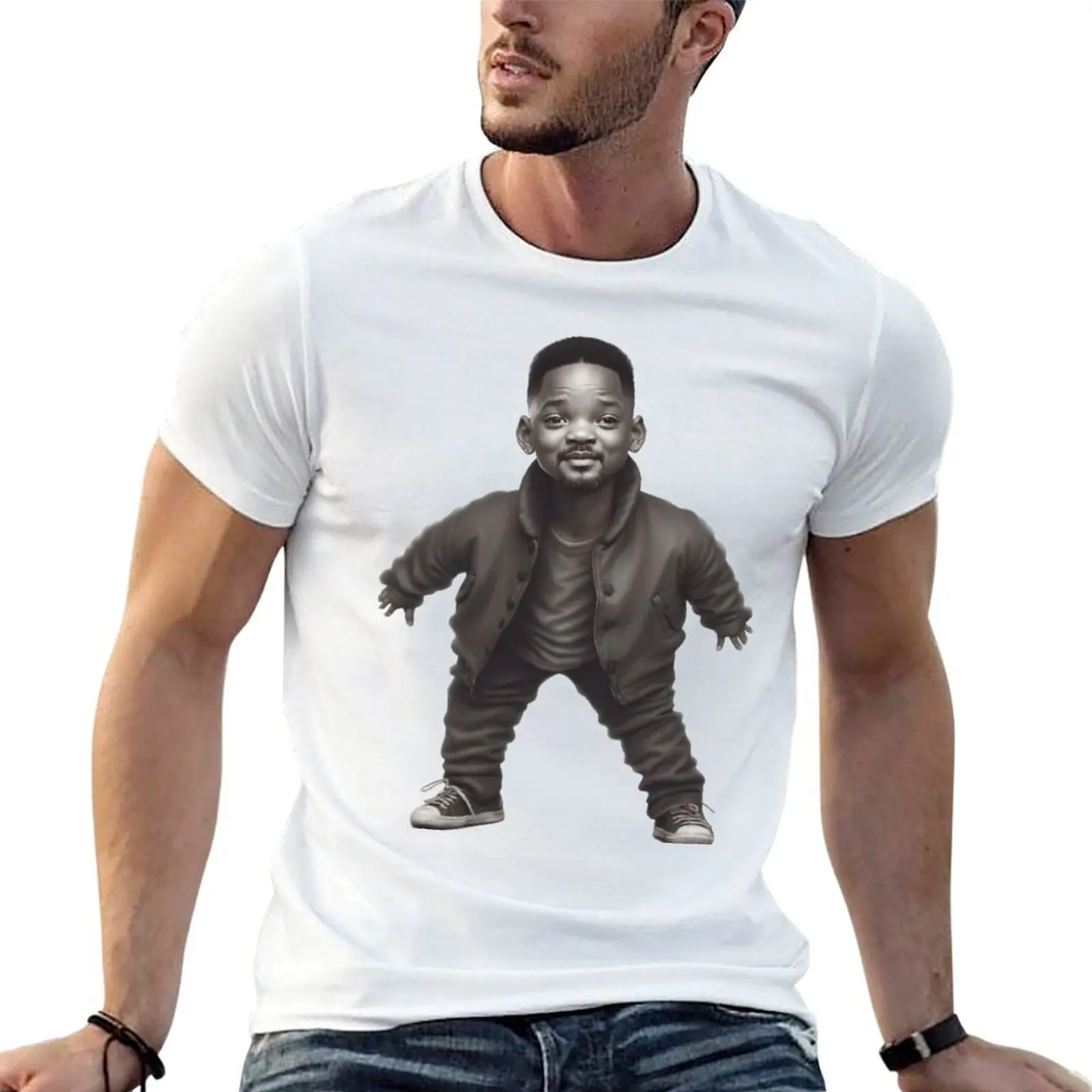 mini will smith T-Shirt Basic Plain Short Sleeve Crew Neck Tee