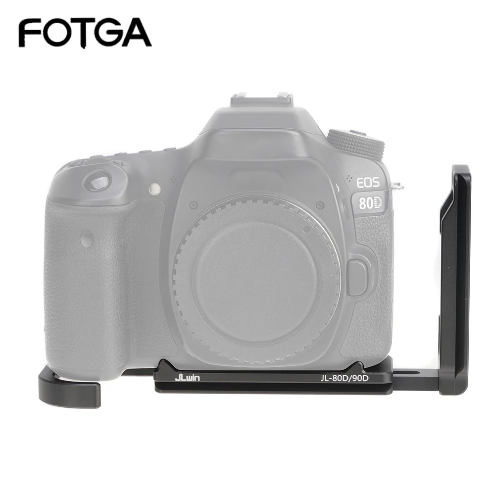 FOTGA L Shape For Canon 70D 80D 90D Camera Bracket Plate Baseplate Shoot Quick Release QR Vertical 1/4 Screw Stabilizer Tripod