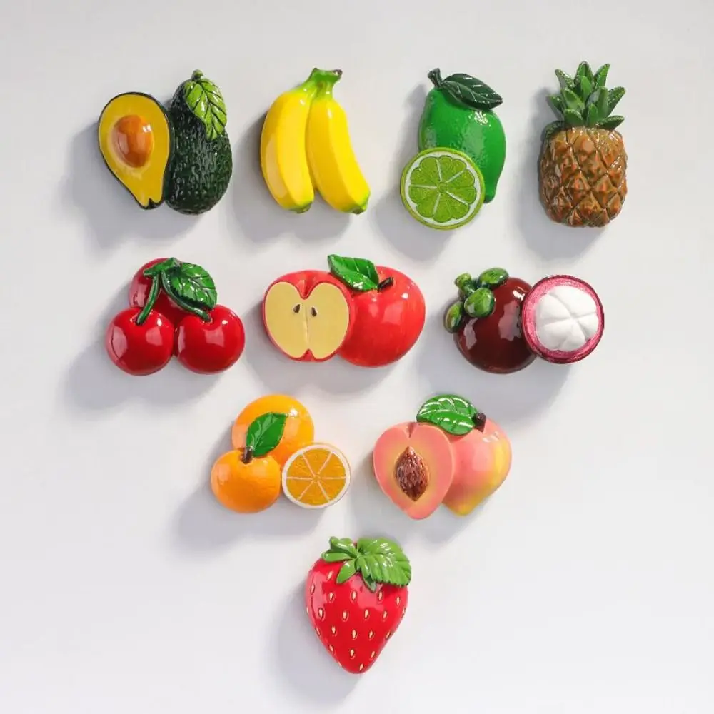 3D 3D Fruit Refrigerator Stickers Magnetic Cartoon Simulated Fruit Magnetic Stickers Fruit Design Cute Resin Food Home Decor