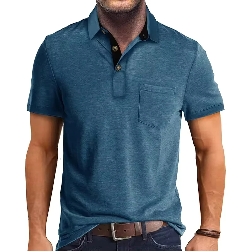 High Quality Summer New Men's Lapel Solid Ventilate Polo Short Sleeve Fashion Business Casual Multicolor Short Sleeve T-shirt