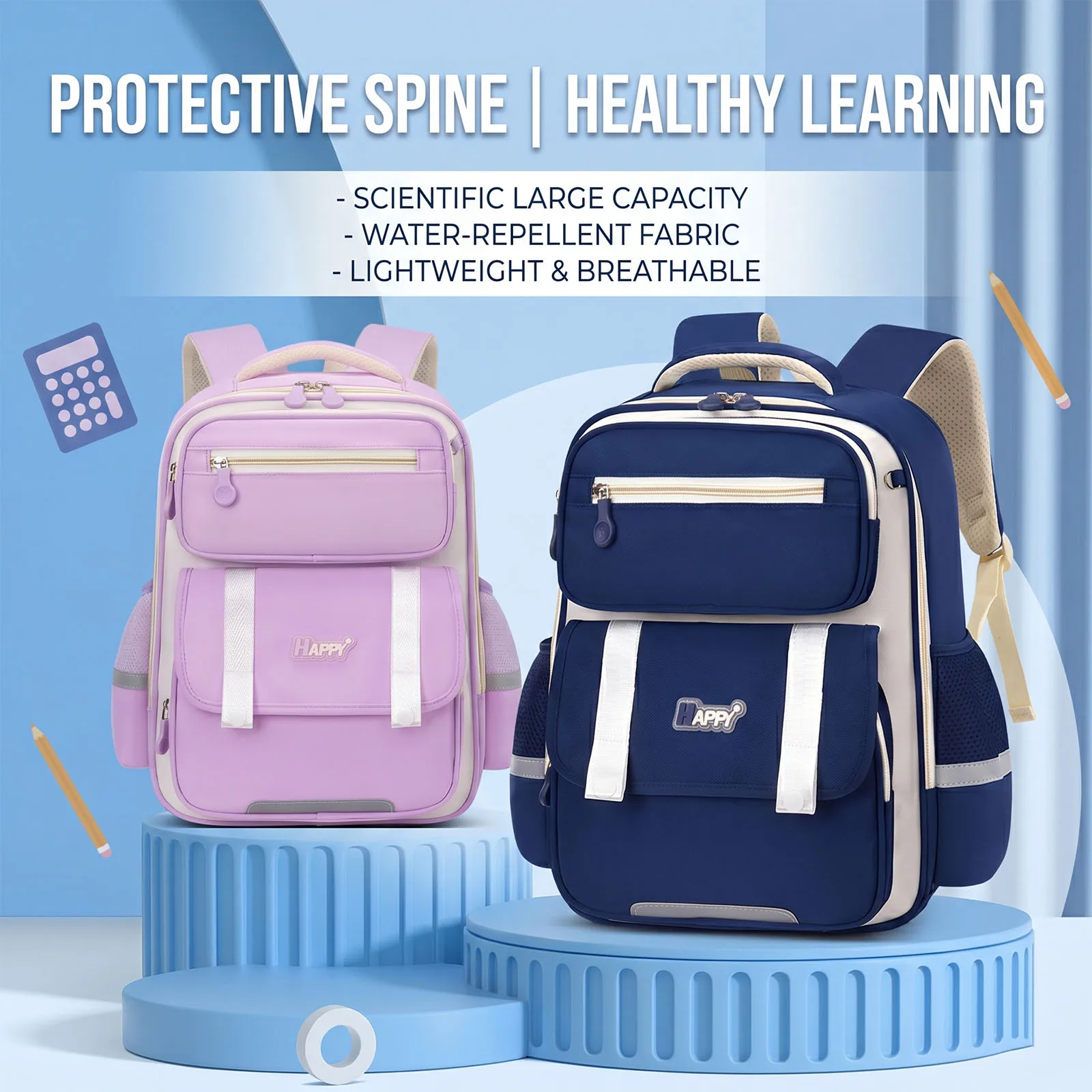 Spine-Protecting Backpack for Elementary Student,Burden-Reducing School Bag for Boys Girls,Ergonomic Kids Bookbag Back to School