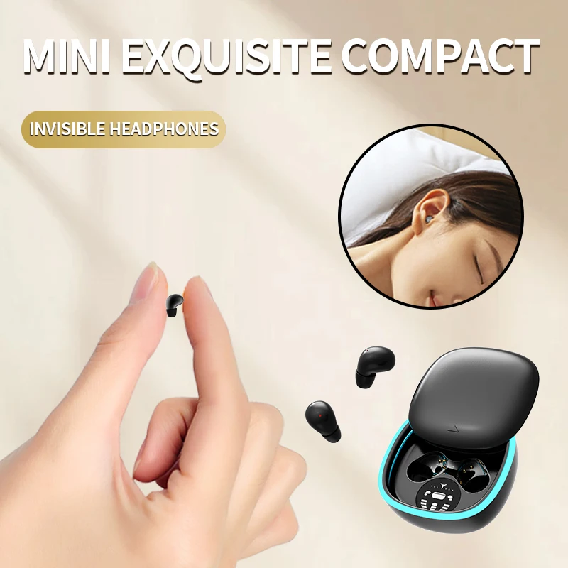 New Mini Sleep Wireless Bluetooth Headphone TWS Headsets With Mic Stereo Sport In-ear Earphone Long Standby HD Call Earbuds Game