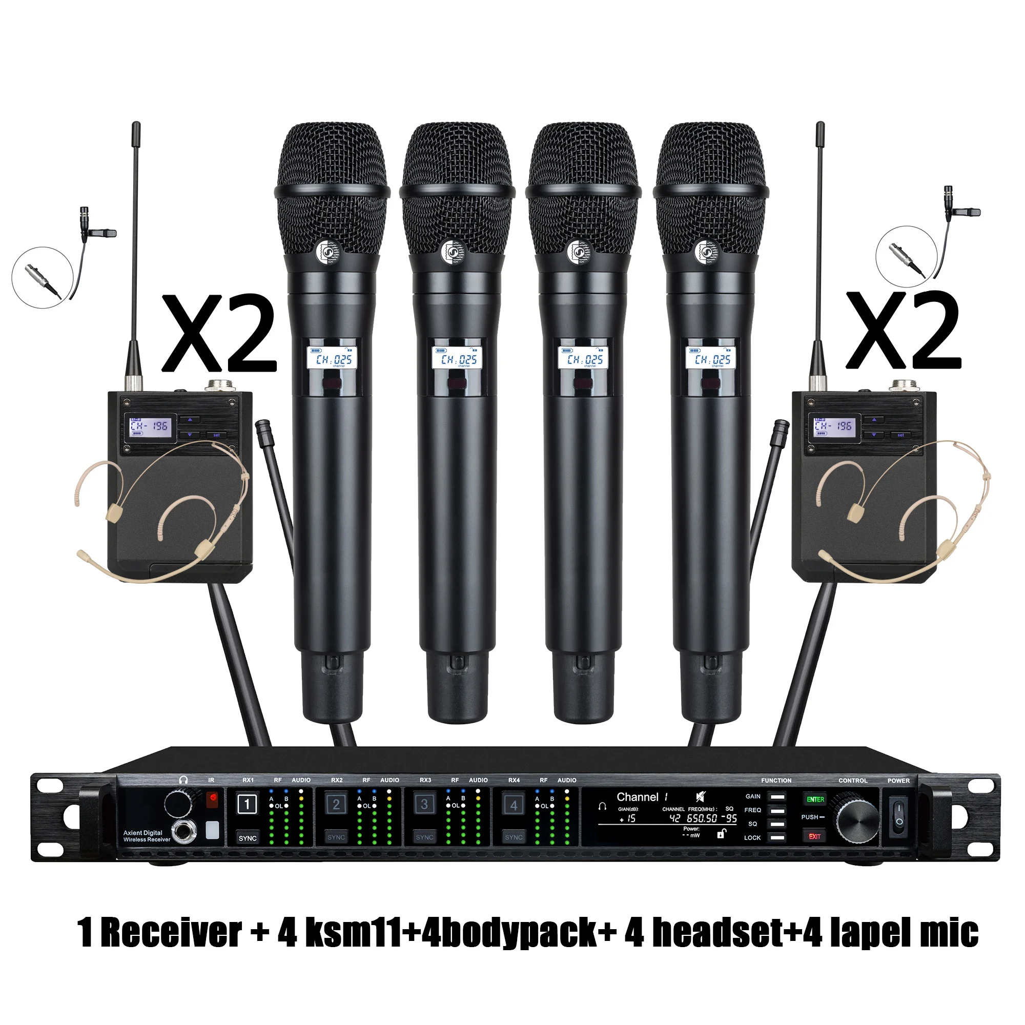 Leicozic 4 Channel KSM11 KSM8 Wireless Microphone Professionl Radio System Gooseneck Mic Headset Lavalier Microfono Stage AD4Q