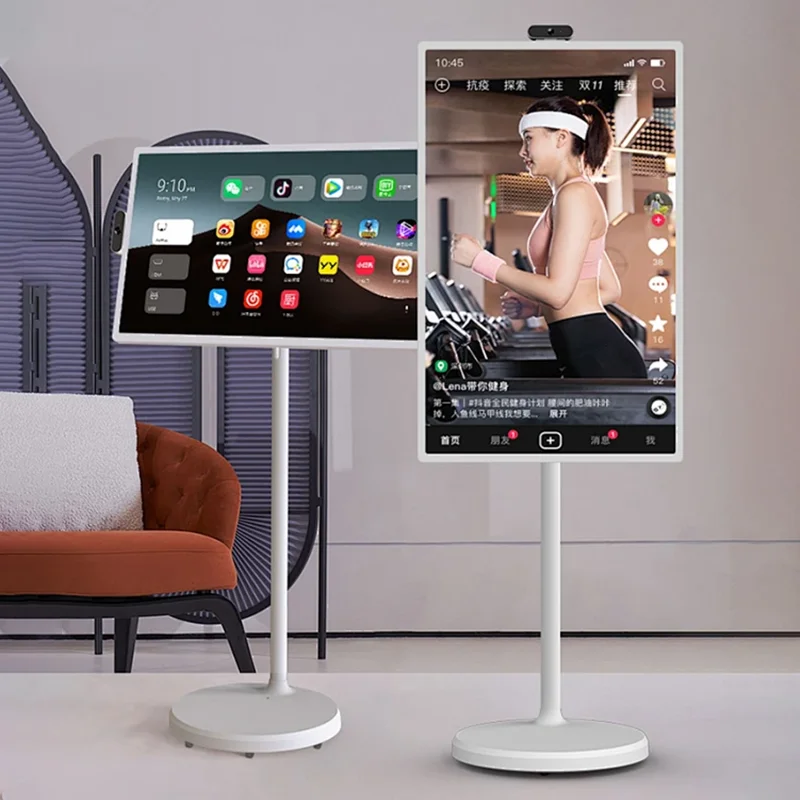 Smart Tv 32inch Mobile Monitor Portable Tv With Stand Bathroom Wireless Rechargeable Rotate Big Screen Tv Interactive Television