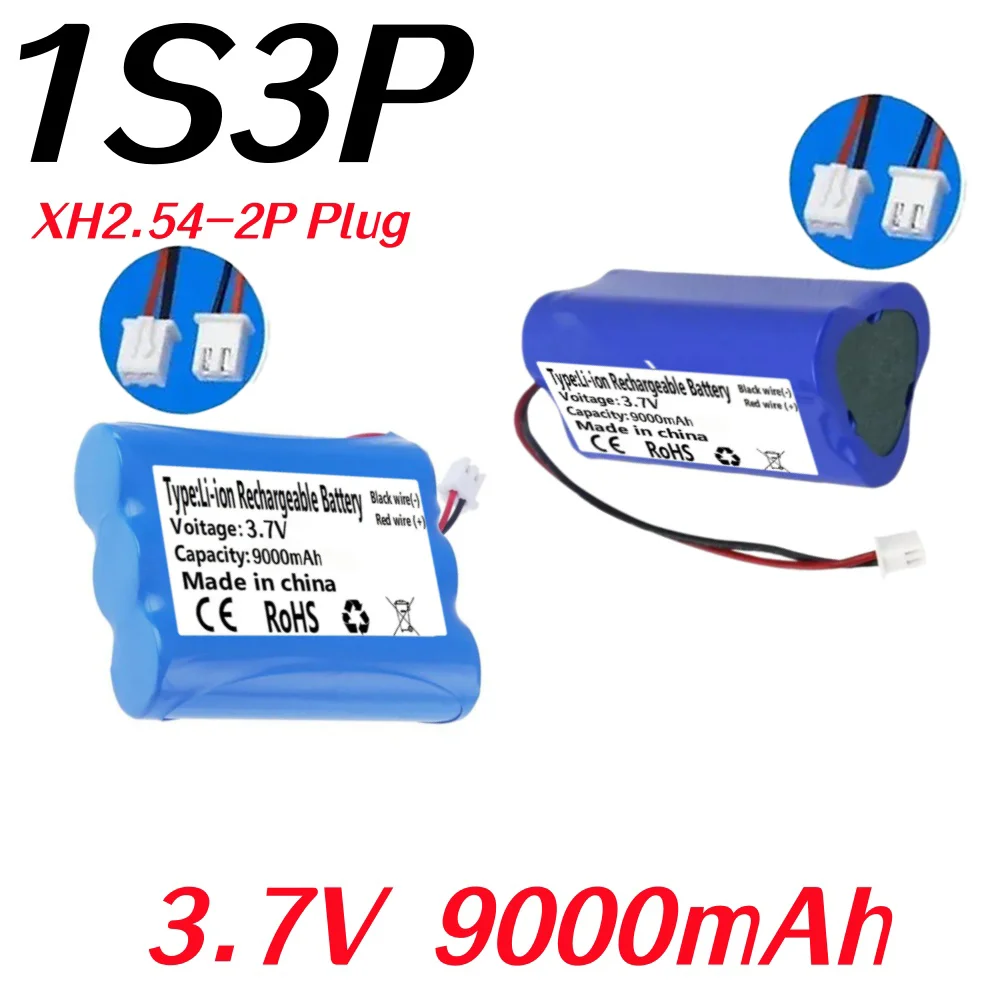 18650 1S3P 3.7V 9Ah Battery Rechargeable Li-ion Battery Pack for LED Light Bluetooth Speaker Spare Replacement Original Battery.