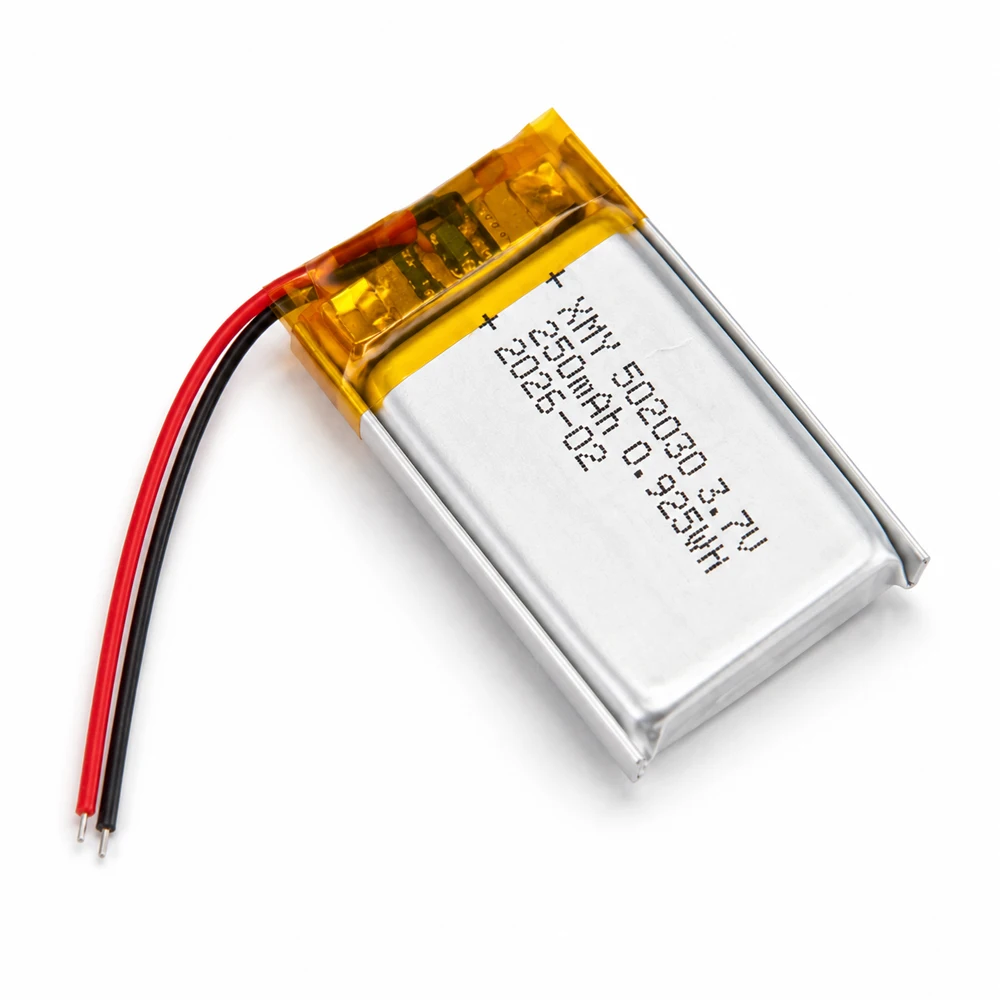 3.7V  502030 250mAh Polymer Lithium Rechargeable Battery for Toys LED Lights Bluetooth Speakers Beauty Instruments Battery