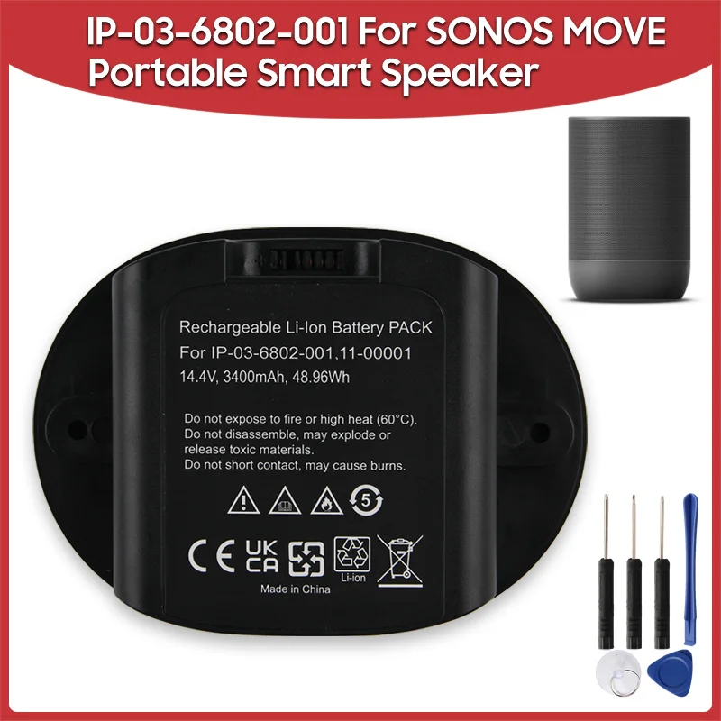 3400mAh Replacement Battery For SONOS MOVE Speaker Battery IP-03-6802-001 IP-03-9291-001 PAN-03-682-001 Rechargable Batteries