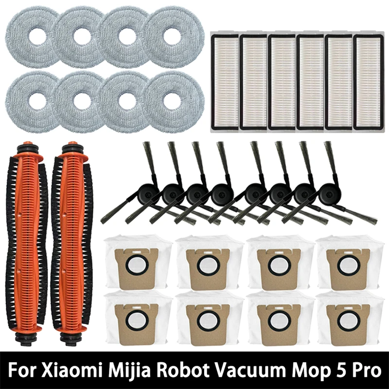 For Xiaomi Mijia Robot Vacuum Mop 5 Pro Spare Parts Consumables Main Side Brush Hepa Filter Mop Cloth Dust Bag Accessories