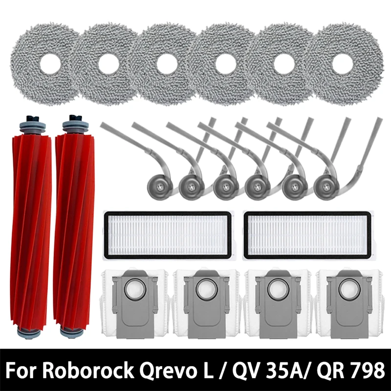 For Roborock Qrevo L / QR 798 / QV 35A / QR 598 Robot Vacuum Cleaner Accessories Main Side Brush Hepa Filter Mop Cloth Dust Bag