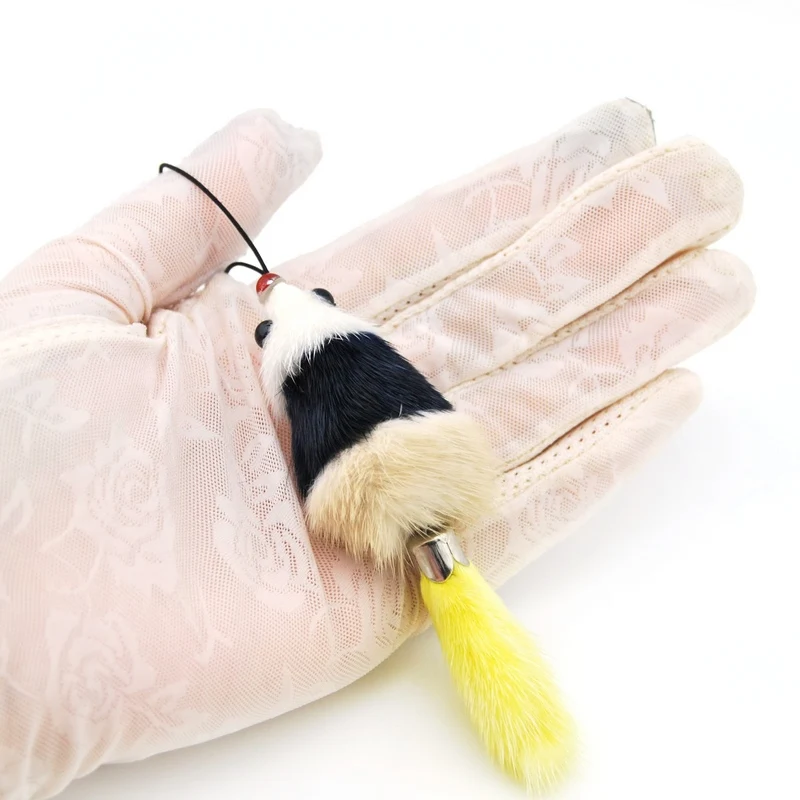Cute Mini Mink Fur Natural Little Mouse Duck Keychain Women Pompom Fox Bear Key Ring On Bag Car Trinket Wedding Party Gift