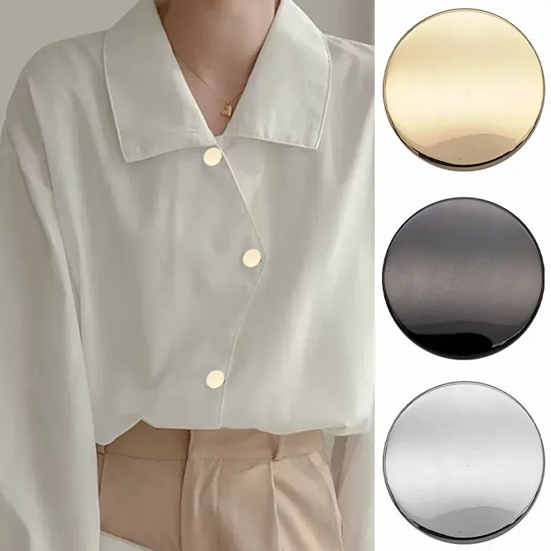 10pcs Minimalist Flat Metal Buttons for Knitwear Suit Jackets Clothing Decor Solid Zinc Alloy DIY Sewing Buttons