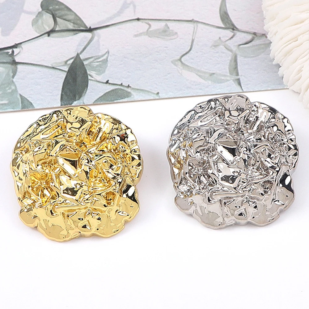 10pcs Versatile Abstract Textured Metal Buttons for Jackets/Bags/DIY Crafts, 17/22/35mm Irregular Shape Buttons Gold Silver
