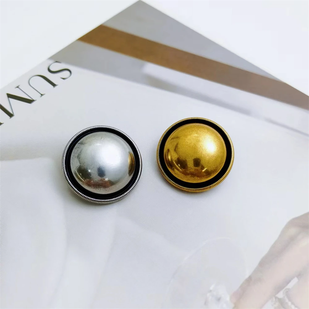 10pcs Minimalist Mushroom Metal Buttons for Suits/Jackets, 15/20/25mm, Antique Gold/Silver, Retro Round Buttons, Sewing Supplies