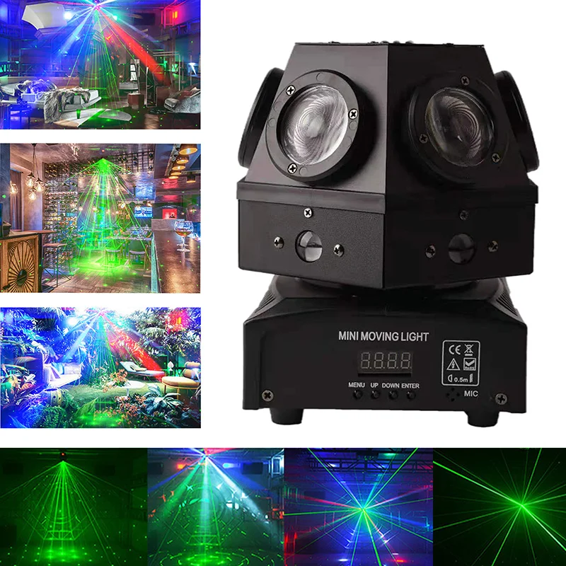 New Professional 60W Moving Head Strobe Beam Laser Light Projector christmas LED Lighting DMX512 Music DJ Disco Lights For Home