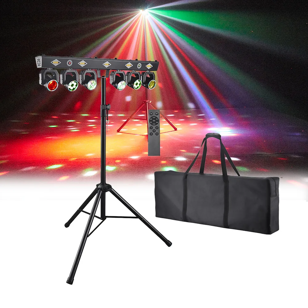 6-Head DJ Lights 120W LED Beam Wash Moving Head Stage Light Remote DMX512 Sound Control Nightclub Party For Disco Show Bar Home